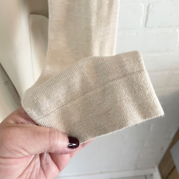 Zara Women’s Knit Sweater Cardigan Snaps Vegan leather pockets Cream XL Overs. - Picture 5 of 12